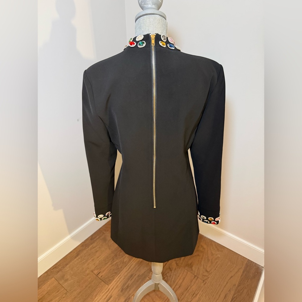 Black Embellished Pocket Shift Dress - Picture 4 of 14